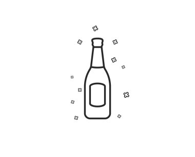 Bira şişe satırı simgesi. Pub zanaat bira işareti. Bira içecek sembolü. Geometrik şekiller. Rasgele çapraz öğelerin. Doğrusal bira simgesi tasarım. Vektör