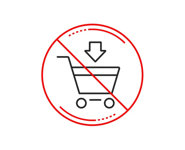 Nej Eller Stoppskylt Lägga Till Shopping Cart Rad Ikon Online — Stock vektor