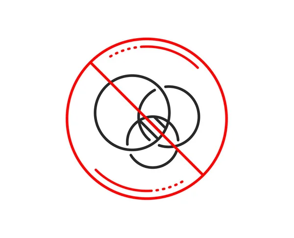 Señal Stop Icono Línea Diagrama Euler Signo Círculos Eulerianos Símbolo — Vector de stock