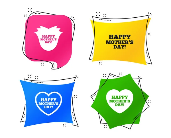 Happy Mother Day Icônes Maman Aime Les Symboles Coeur Fleur — Image vectorielle