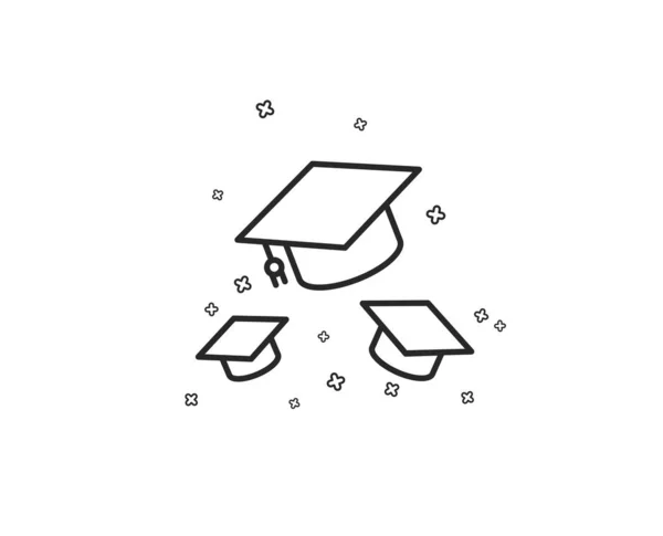 Icono Línea Gorras Graduación Signo Educación Símbolo Sombrero Estudiante Formas — Vector de stock
