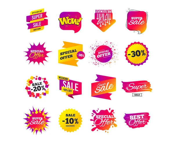 Venta Banner Plantillas Diseño Etiquetas Oferta Especial Cyber Lunes Descuentos — Vector de stock