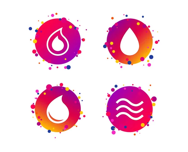 Iconos Gota Agua Lágrimas Símbolos Gota Aceite Botones Círculo Degradado — Vector de stock