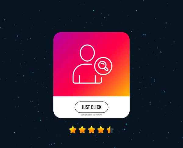 検索ユーザー行のアイコン 拡大鏡の記号でプロフィールのアバター 人物シルエットの記号 Web やインターネットの線アイコンのデザイン 評価は星です ボタンをクリックするだけ ベクトル — ストックベクタ