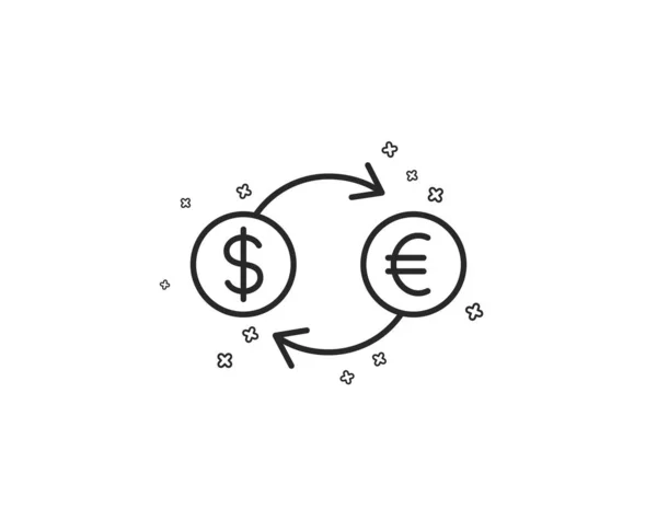 Geld Uitwisseling Lijn Pictogram Banking Valutateken Euro Dollar Cash Transfer — Stockvector