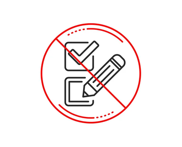 Señal Stop Icono Línea Casilla Verificación Señal Elección Encuesta Símbolo — Archivo Imágenes Vectoriales