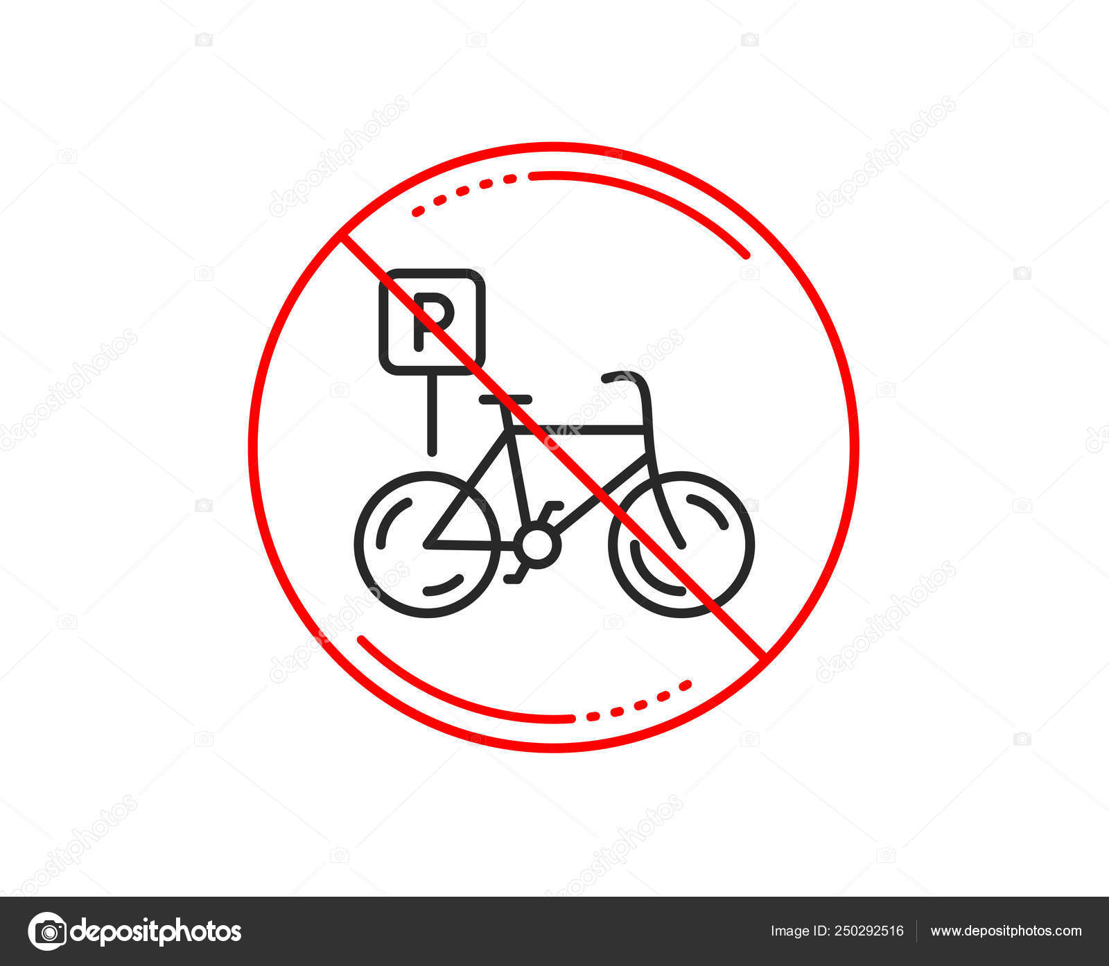 Stop Sign Bicycle Parking Line Icon Bike Park Sign Public Stock