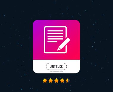 Belge işareti simgesi düzenleyin. İçerik düğmesini düzenlemek. Web veya Internet simgesi tasarım. Derecelendirme yıldız. Düğmesini tıklatın. Vektör