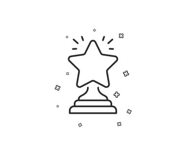 Rütbe yıldız satırı simgesi. Başarı ödül sembolü. En iyi sonuç işareti. Kazanan Kupası. Geometrik şekiller. Rasgele çapraz öğelerin. Doğrusal kazanan simgesi tasarım. Vektör