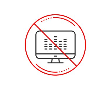 Hayır veya Dur işareti. Müzik yapım satırı simgesi. DJ app işareti. Müzik aygıt simgesi. Uyarı yasağı dur sembolü yasaktır. Yok simgesi tasarım. Vektör