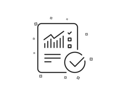Denetim listesi belge satırı simgesi. Analizi grafiği veya satış büyüme raporu işareti. İstatistik veri sembolü. Geometrik şekiller. Rasgele çapraz öğelerin. Doğrusal kontrol hesaplama simgesi tasarım. Vektör