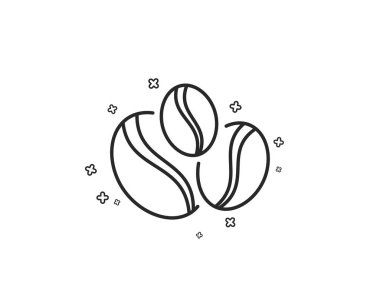 Kahve çekirdekleri satırı simgesi. Sıcak bir içecek işareti. Bütün bean içecek sembolü. Geometrik şekiller. Rasgele çapraz öğelerin. Doğrusal kahve-berry fasulye simgesi tasarım. Vektör