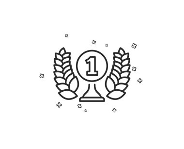 Edebiyat Ödülü satırı simgesi. Kazanan ödül sembolü. Defne çelengi işareti ile ödül. Geometrik şekiller. Rasgele çapraz öğelerin. Doğrusal Edebiyat Ödülü simgesi tasarım. Vektör