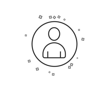Kullanıcı satırı simgesi. Avatar işareti profil. Kişi siluet simge. Geometrik şekiller. Rasgele çapraz öğelerin. Doğrusal Avatar simgesi tasarım. Vektör