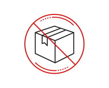 Hayır veya dur işareti. Nakliye kutusu satırı simgesi. Lojistik teslim oturum. Sembol izleme parsel. Uyarı yasağı dur sembolü yasaktır. Yok simgesi tasarım. Vektör
