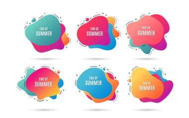 End of Summer Sale. Special offer price sign. Advertising Discounts symbol. Abstract dynamic shapes with icons. Gradient banners. Liquid  abstract shapes. Vector clipart