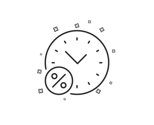 Lening Time Procent Lijn Pictogram Korting Teken Credit Percentagesymbool Geometrische — Stockvector