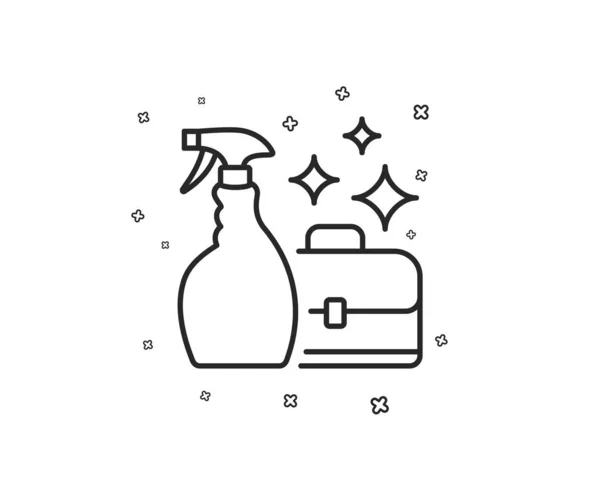 洗浄スプレー ライン アイコン 洗浄液 クレンザーのシンボル ハウスキーピング サービスの記号 幾何学的図形 ランダム クロス要素 — ストックベクタ