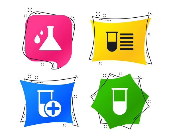 Chemistry Bulb Drops Icon Medical Test Signs Laboratory Equipment Symbols — Stock Vector