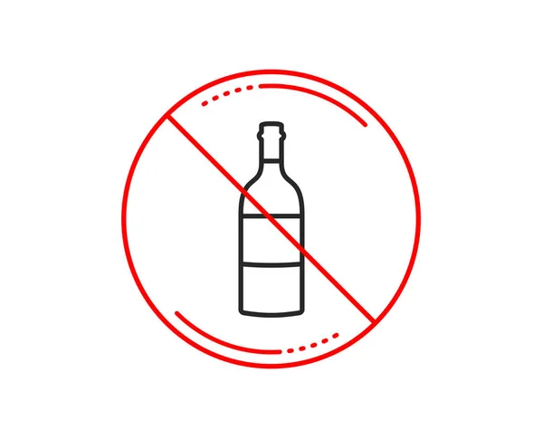 Δεν Πινακίδα Stop Μπουκάλι Κρασί Εικονίδιο Γραμμή Merlot Σημάδι Cabernet — Διανυσματικό Αρχείο