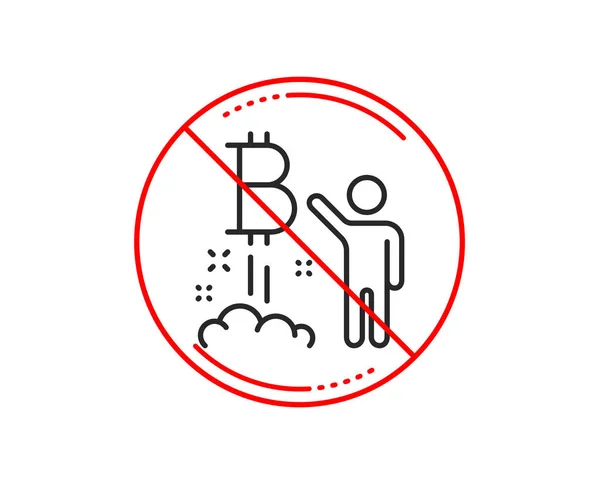 Não Parar Assinar Ícone Linha Bitcoin Criptomoeda Sinal Inicialização Símbolo — Vetor de Stock