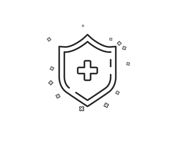 Ikona Linia Medycyna Tarczy Znak Ochrony Medycznej Geometryczne Kształty Losowe — Wektor stockowy