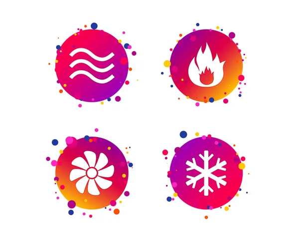 Hvac Icons Heating Ventilating Air Conditioning Symbols Water Supply Climate — Stock Vector