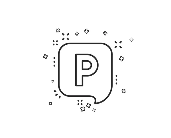 駐車場ラインのアイコン 駐車場音声バブルのサイン 輸送の場所の記号です 幾何学的図形 ランダム クロス要素 線形駐車場のアイコンのデザイン ベクトル — ストックベクタ