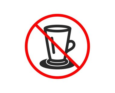 Hayır veya durdurmak. Bir fincan çay simgesi. Taze içecek işareti. Kahve veya kahve sembolü. Ban dur sembolü yasaktır. Çay fincanı simge yok. Vektör
