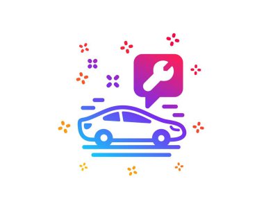 Anahtar aracı simgesini. Araba tamir servisi işareti. Araçlar simgesi düzelt. Dinamik şekiller. Gradyan teması araba servisi simgesini. Klasik tarzı. Vektör