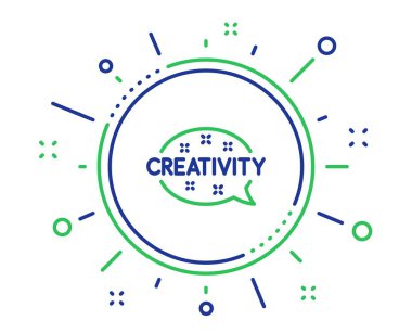 Yaratıcılık konuşma balonu satırı simgesi. Grafik sanatı işareti. İlham sembolü. Kalite tasarım öğeleri. Teknoloji yaratıcılık düğme. Düzenlenebilir inme. Vektör