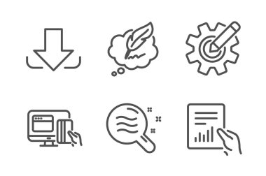 Dişli, Download ve telif hakkı, basit set simgeler sohbet. Deri koşul, Online ödeme ve belge işaretler. Ayarları, yükleme dosyasını düzenleyin. İş kümesi. Çizgi karikatür simgesi. Düzenlenebilir inme. Vektör