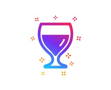 Şarap cam kutsal kişilerin resmi. Alkol içmek işareti. İçecek sembolü. Dinamik şekiller. Gradyan teması şarap cam kutsal kişilerin resmi. Klasik tarzı. Vektör