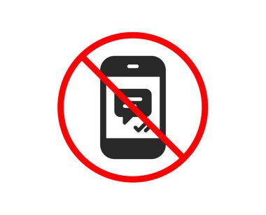Hayır veya durdurmak. Telefon iletisi simgesi. Mobil sohbet işareti. Konuşma veya Sms sembolü. Ban dur sembolü yasaktır. Hiçbir ileti simgesi. Vektör