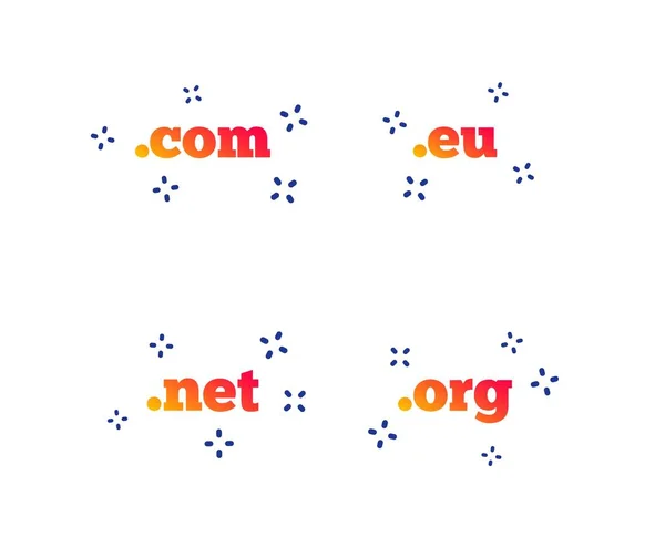 Översta Internet Domän Ikoner Com Net Och Org Symboler Unikt — Stock vektor