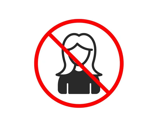 Stop Icona Utente Segno Profilo Femminile Donna Persona Simbolo Silhouette — Vettoriale Stock