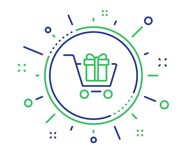 Shopping cart with Gift box line icon. Vector