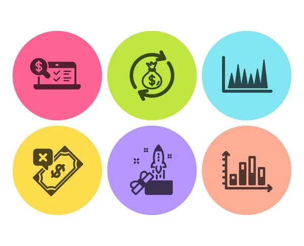 Serie di icone del grafico a linee, dell'innovazione e dei pagamenti rifiutati. Vettore — Vettoriale Stock