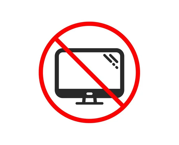 Nebo Zastavit Ikona Počítače Komponenty Znamení Monitoru Symbol Zakázáno Symbol — Stockový vektor