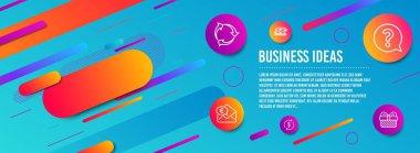 Başlık banner. USD Döviz, soru işareti ve Copywriting defter simgeler basit ayarlayın. Geri dönüşüm, Euro para ve hediye imzalar. Para birimi kuru, yardım destek. İş kümesi. Satırı usd Döviz simgesi. Vektör