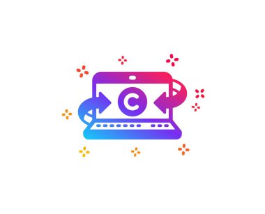 Copywriting not defteri simgesi. opyright işareti. Medya içerik sembolü. Dinamik şekiller. Gradyan teması copywriting not defteri simgesi. Klasik tarzı. Vektör 