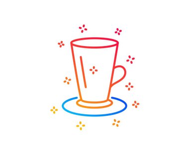 Bir fincan çay satırı simgesi. Taze içecek işareti. Kahve veya kahve sembolü. Degrade tasarım öğeleri. Doğrusal çay fincanı simge. Rastgele şekiller. Vektör