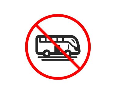 Hayır veya durdurmak. Otobüs tur taşıma simgesi. Ulaşım işareti. Turizm veya genel araç sembolü. Ban dur sembolü yasaktır. Otobüs tur simge yok. Vektör