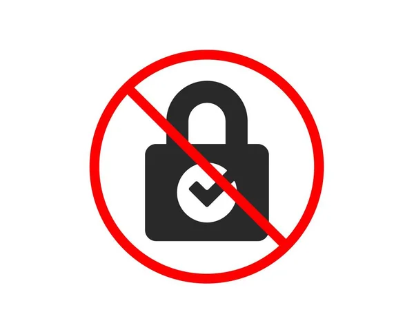 Stop Blocca Con Icona Check Cartello Privato Simbolo Crittografia Password — Vettoriale Stock