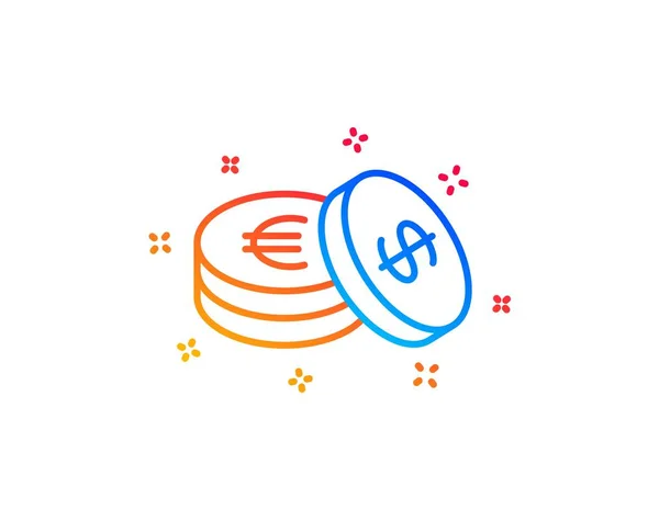 Coins Money Line Icon Banking Currency Sign Euro Dollar Cash — Stock Vector