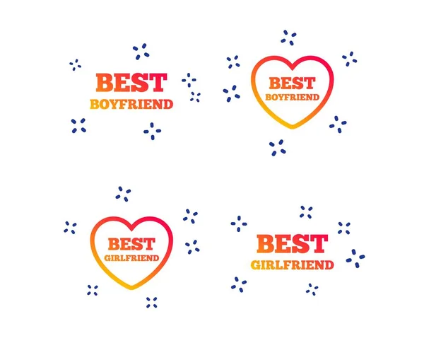 Best Boyfriend Girlfriend Icons Heart Love Signs Award Symbol Random — Stock Vector