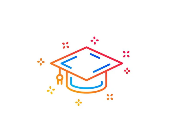 卒業キャップ ライン アイコン 教育の標識です 学生帽子の記号です グラデーション デザイン要素です 線形卒業キャップ アイコン ランダムな形状 — ストックベクタ