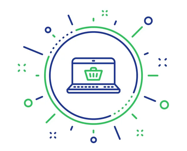 Online Shopping Cart Line Icon Laptop Sign Supermarket Basket Symbol — Stock Vector