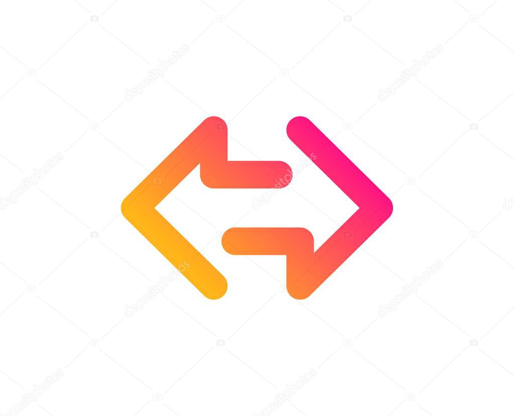 Sync arrows icon. Communication Arrowheads symbol. Navigation pointer sign. Classic flat style. Gradient sync icon. Vector