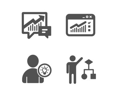 Web trafiği, kullanıcı fikir ve muhasebe simgeler kümesi. Algoritma işareti. Pencere Web sitesi, ampul, arz ve talep. Geliştiriciler iş. Klasik tasarım web trafik simgesi. Düz tasarım. Vektör